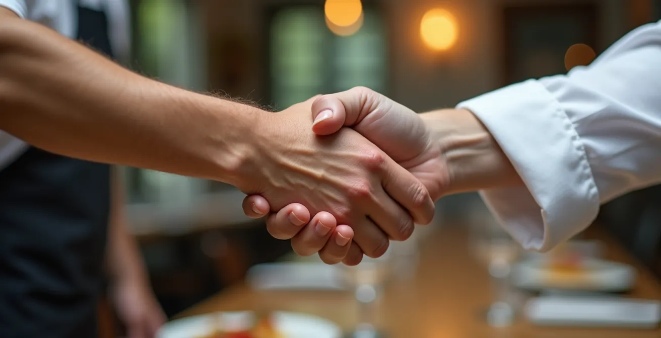 Poignée de main entre deux professionnels symbolisant la confiance